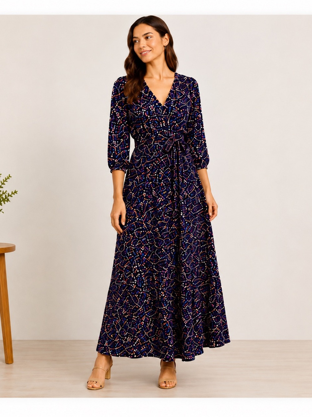 Mason & Belle Floral Boho Maxi Dress Rayon Long Sleeve Women’s Medium